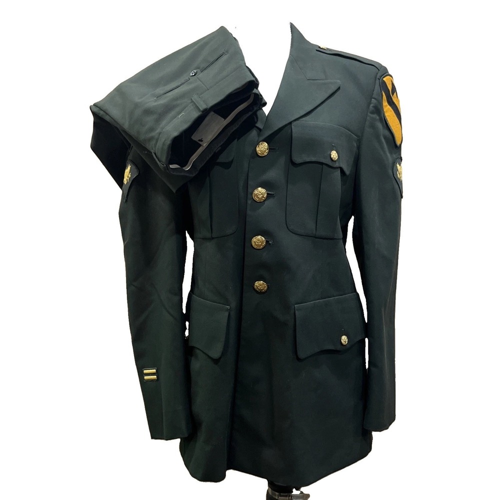 Vintage US Army 1st Cavalry Division Green Dress Uniform Set 1990s Service 39R